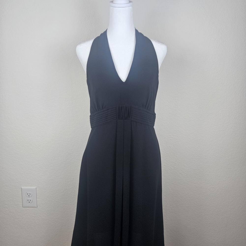 LOFT Black Backless Halter Dress